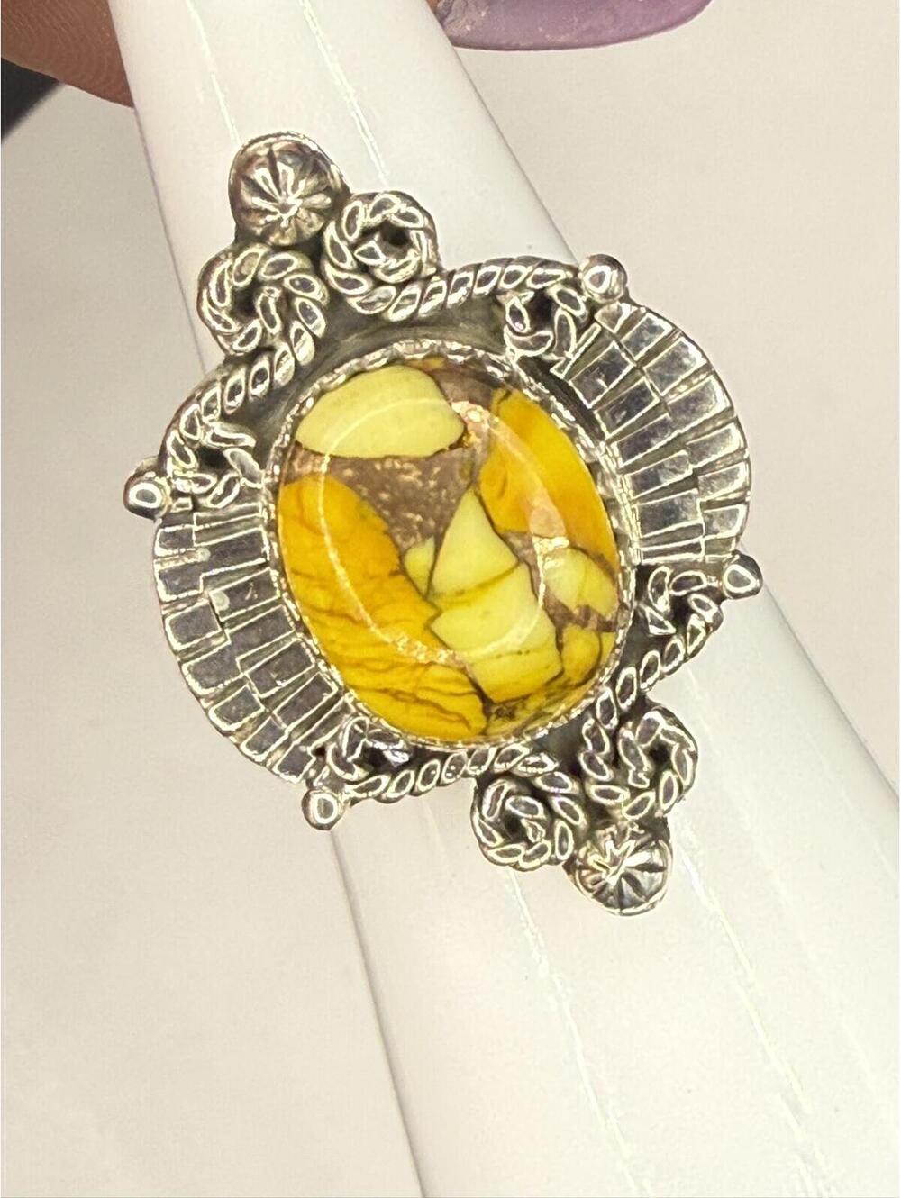 Honey Dahlia Sterling Silver Statement Ring | Adjustable Size 6+